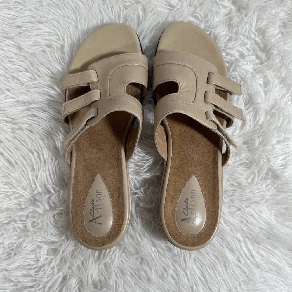Clarks Artisan Collection Vintage Women’s Size 10 Beige Leather Strap Sandals - Picture 4 of 9